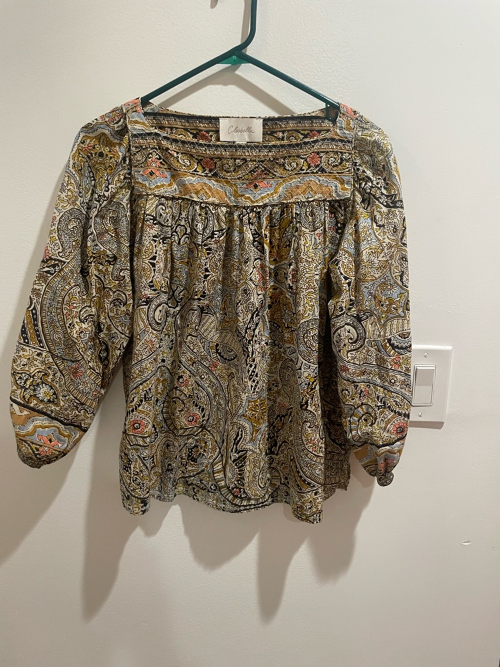 Cleobella Print Peasant long sleeve top, size small